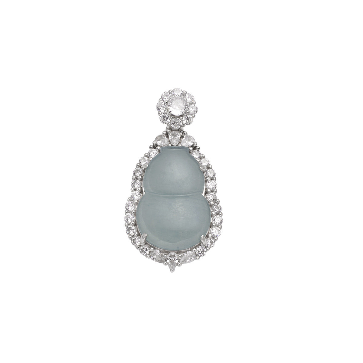 Damen Anhänger-Halskette mit ovalem Edelstein und funkelndem Zirkonia-Rahmen Shop Nory
