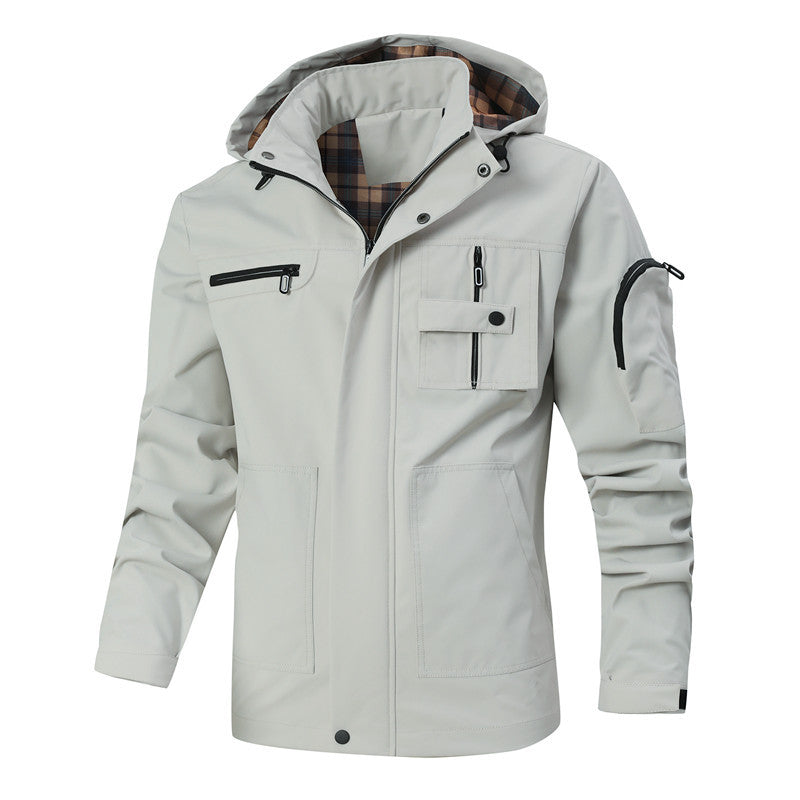Herren Wasserabweisender Softshell-Parka mit Kapuze, reflektierenden Einsätzen und Multifunktionstaschen Shop Nory