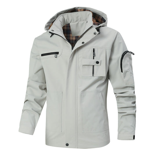 Herren Wasserabweisender Softshell-Parka mit Kapuze, reflektierenden Einsätzen und Multifunktionstaschen Shop Nory