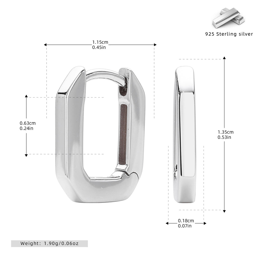 Damen Ohrringe im modernen Quadratdesign aus hochwertigem 925 Sterling Silber Shop Nory