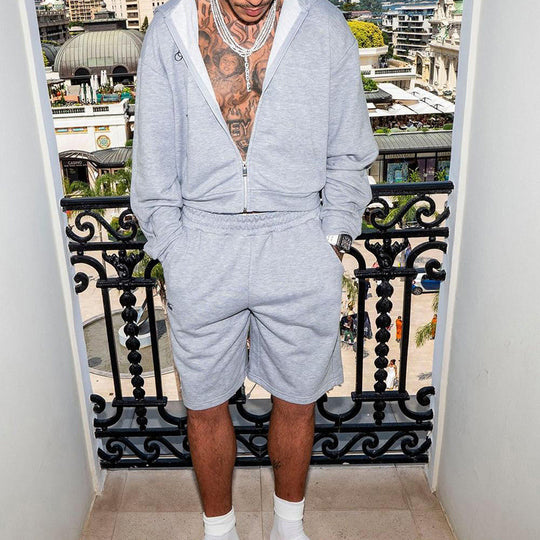 Herren Sweatshorts-Set mit Reißverschluss-Kapuzenjacke und elastischem Kordelbund Shop Nory