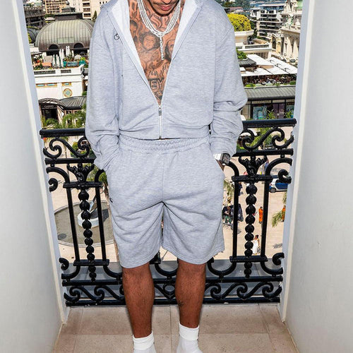 Herren Sweatshorts-Set mit Reißverschluss-Kapuzenjacke und elastischem Kordelbund Shop Nory