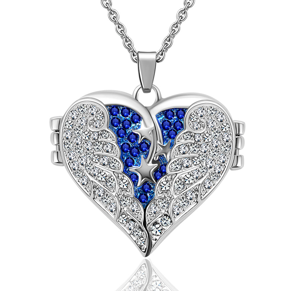 Damen Herzanhänger mit Flügel-Design und funkelnden Zirkonia Shop Nory