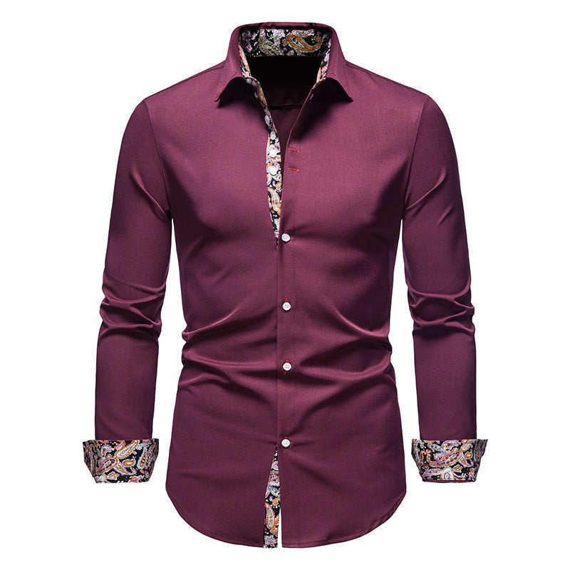 Herren Langarmhemd mit modernem Paisley-Muster und exklusiven Details