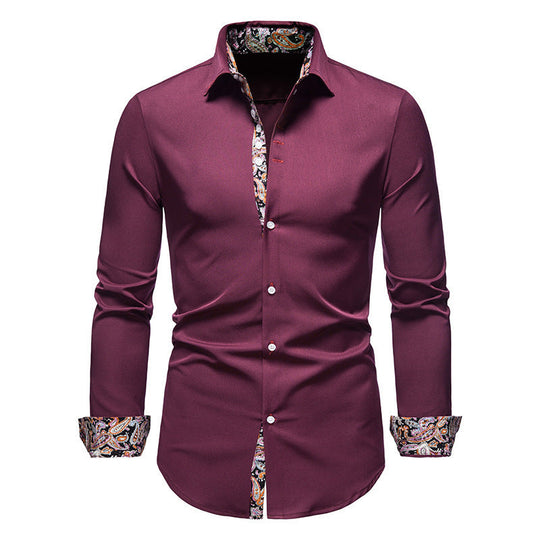 Herren Langarmhemd mit modernem Paisley-Muster und exklusiven Details