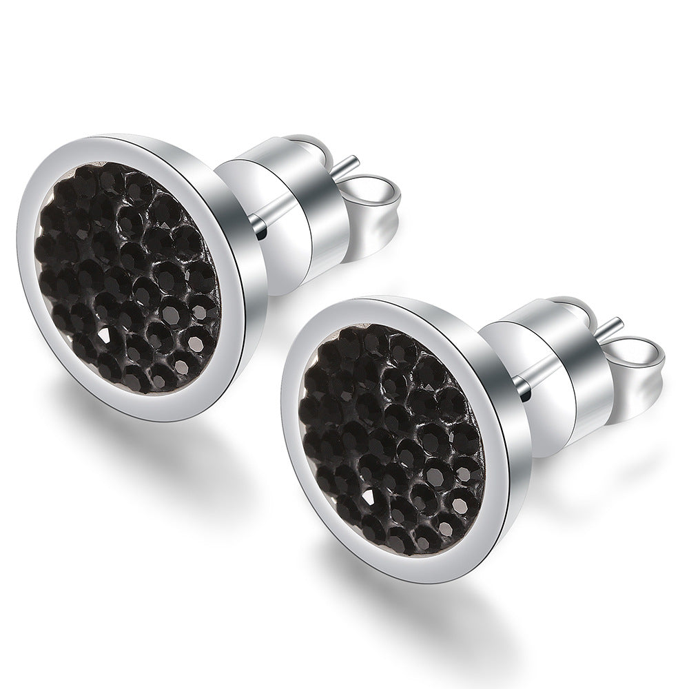 Damen Edelstahl-Ohrstecker mit strukturiertem, glänzendem Zirkonia-Besatz Shop Nory