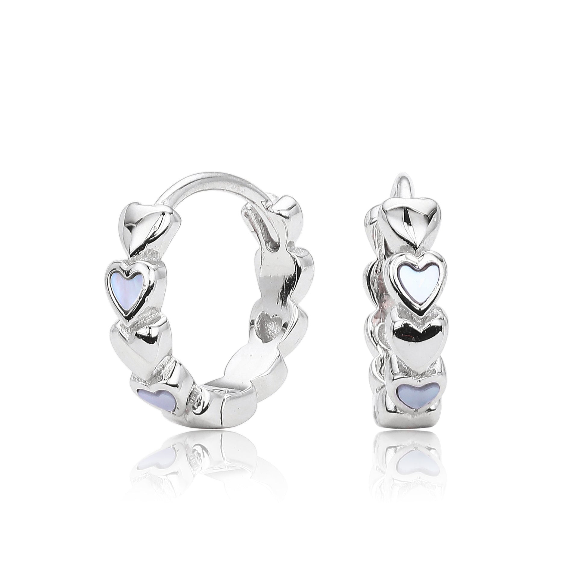 Damen Creolen mit Herzmotiven aus hochwertigem 925 Sterling Silber Shop Nory