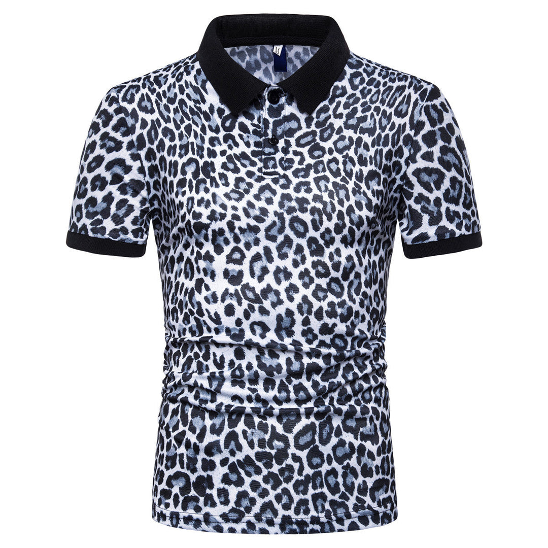 Herren Polo-Shirt mit aufregendem Leopardenmuster und modernem Schnitt
