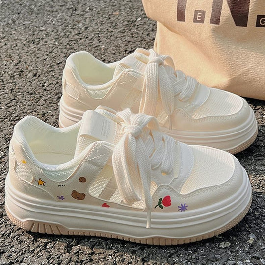 Damen Plateau-Sneaker mit niedlichen Cartoon-Prints und gepolstertem Komfortkragen Shop Nory