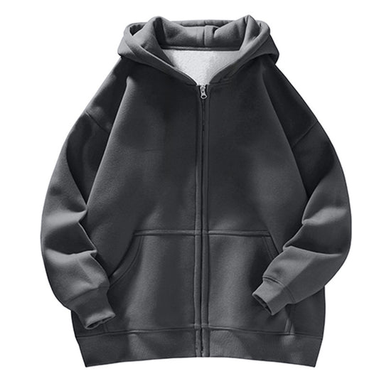 Unisex Oversize-Kapuzenjacke mit durchgehendem Reißverschluss, Teddyfutter und Känguru-Taschen Shop Nory