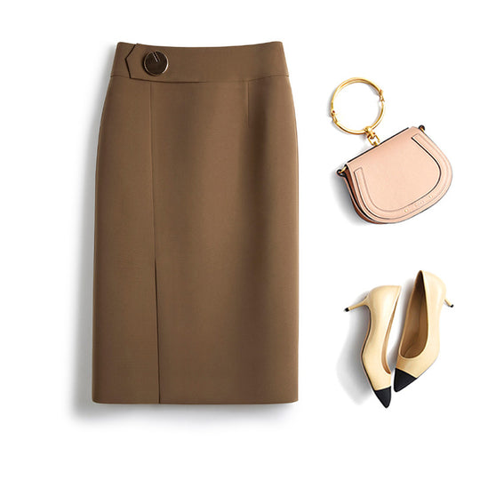 Damen Eleganter Bleistiftrock mit Knopf-Detail Shop Nory