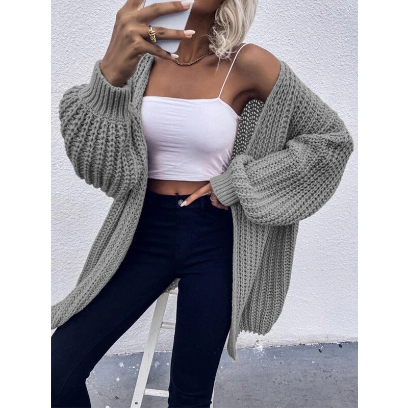 Damen Kuschel-Cardigan im Cocoon-Schnitt mit überlangen Ärmelbündchen und offener Front Shop Nory