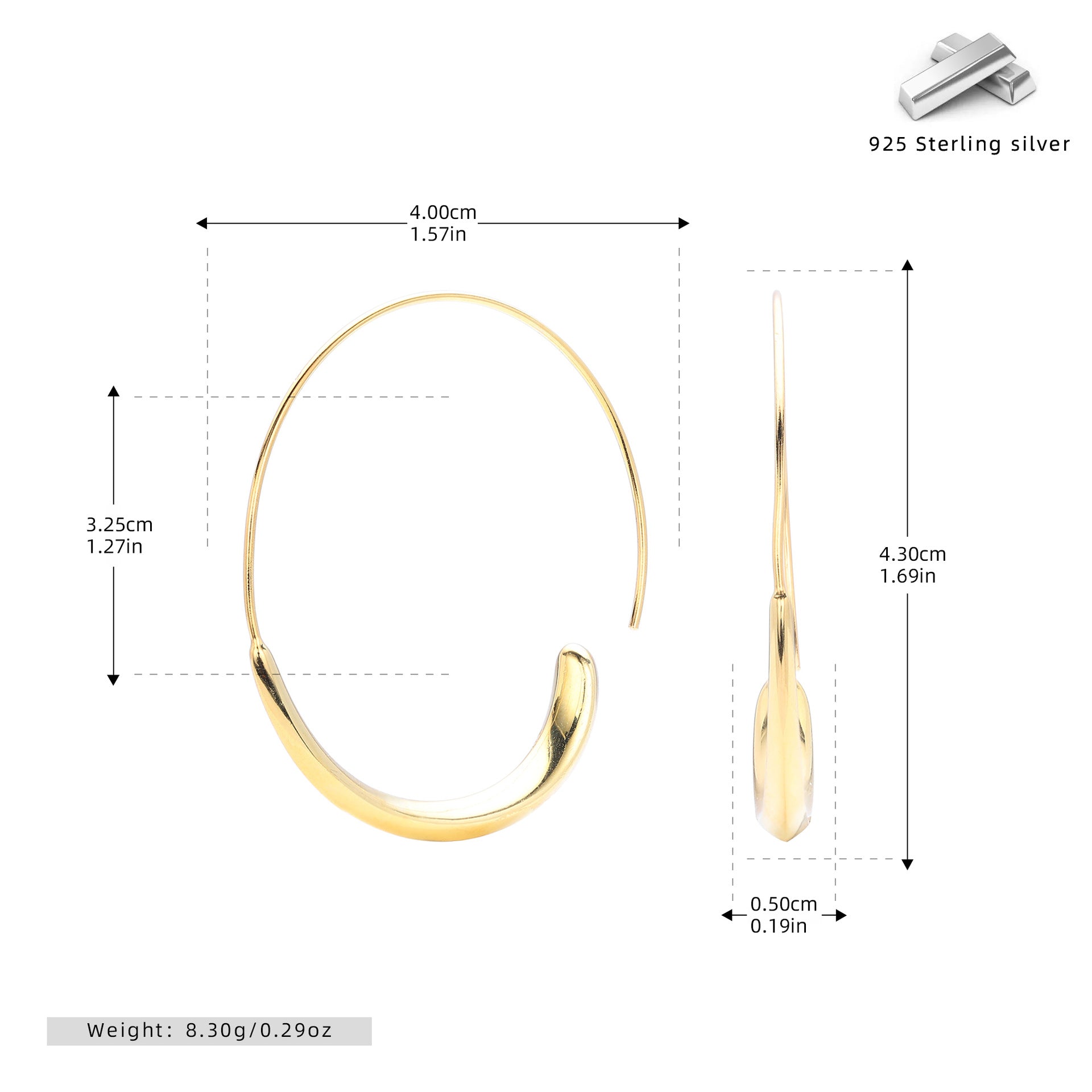 Damen Ohrhänger mit modernem, geschwungenem Design aus hochwertigem 925 Sterling Silber Shop Nory