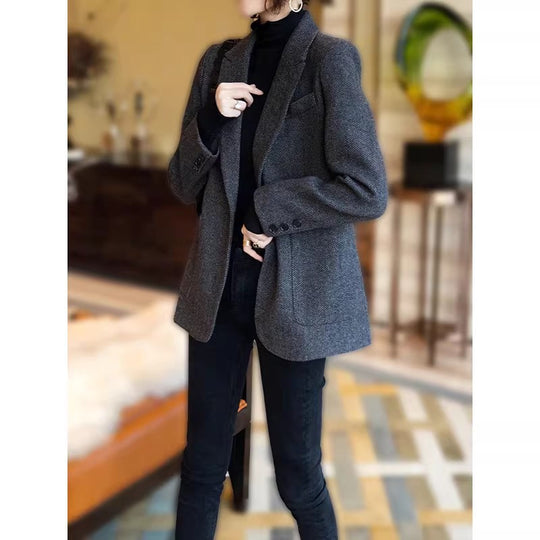 Damen Eleganter Tweed-Blazer Shop Nory