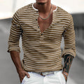 Herren Langarm-Henley-Shirt mit modischem Streifenmuster