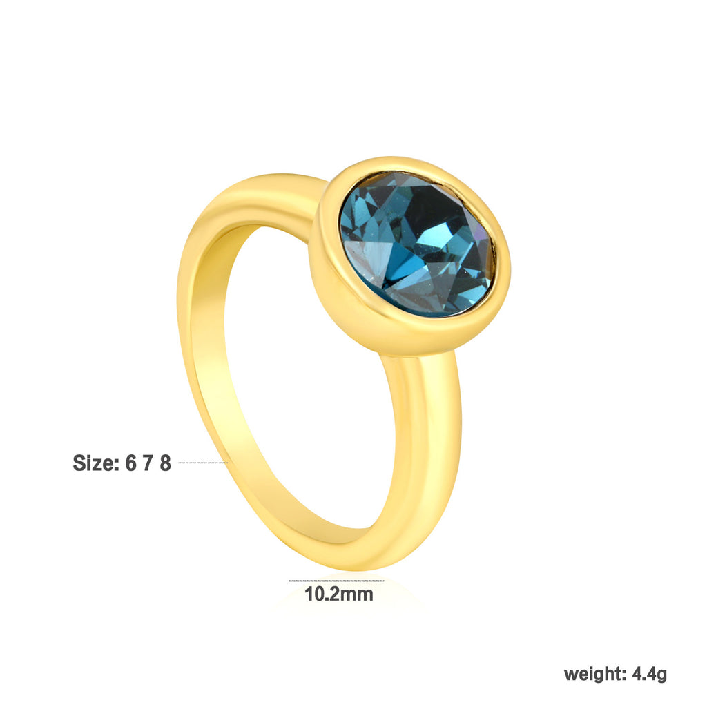 Damen Ring mit funkelndem Kristall in goldplattierter Hochglanzoberfläche Shop Nory
