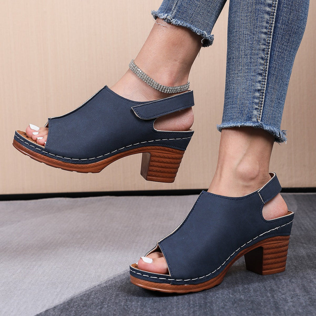 Damen Clogs mit elegantem offenes Design und komfortablem Blockabsatz