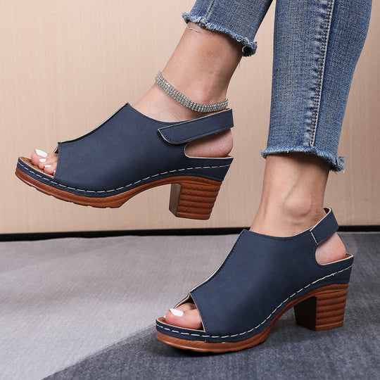 Damen Clogs mit elegantem offenes Design und komfortablem Blockabsatz