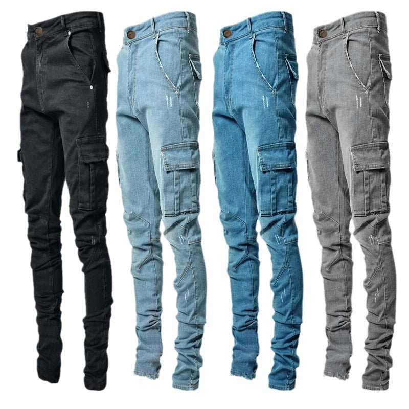 Herren Cargo-Jeans mit modischen Seitentaschen und lässigem Schnitt