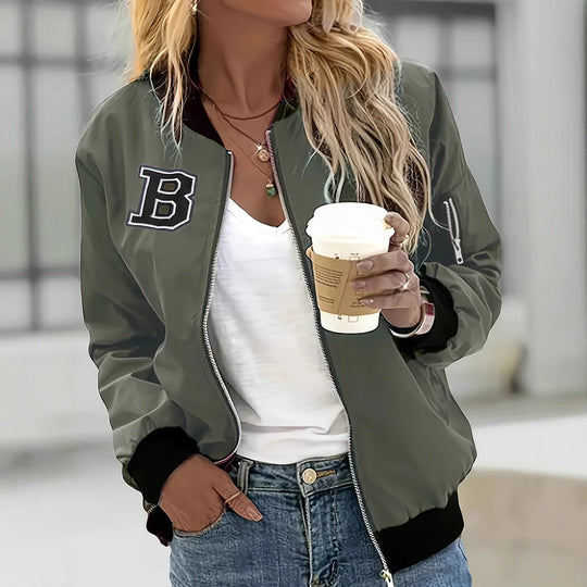 Damen lässige Bomberjacke mit praktischen Taschen und lässigem Schnitt Shopnory