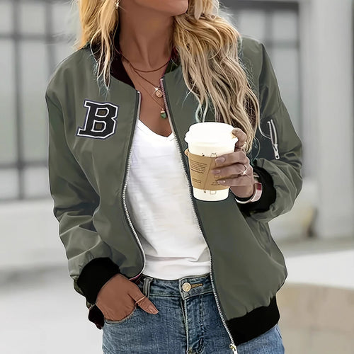 Damen lässige Bomberjacke mit praktischen Taschen und lässigem Schnitt Shopnory