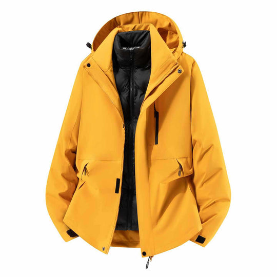 Herren Wasserfeste dreiteilige Winterjacke mit abnehmbarer Daunen-Innenjacke und Kapuze Shop Nory