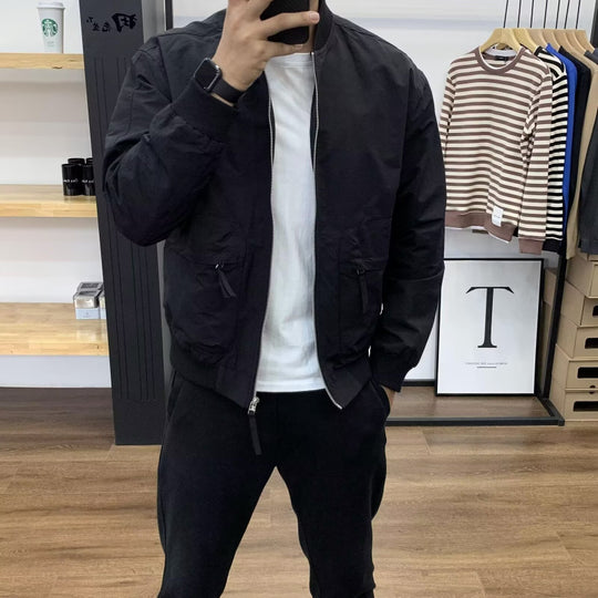 Herren Leichte Utility-Bomberjacke mit Reißverschluss, Multifunktions-Taschen und Rippbündchen Shop Nory