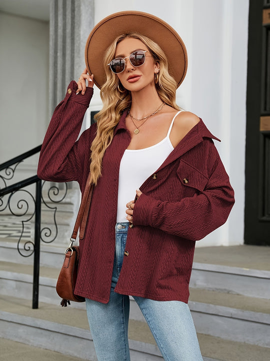 Damen Texturierte Oversize-Hemdjacke mit Pattentaschen Shop Nory