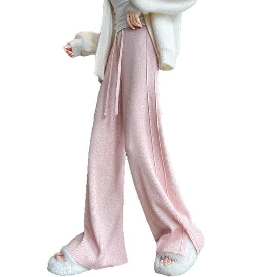 Damen Modische Rippstrick-Hose mit seitlichen Schlitzen Shop Nory