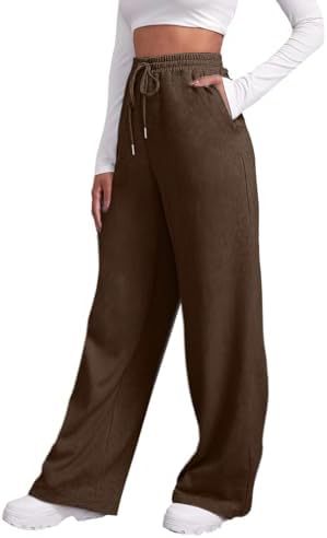 Damen nan weite High‑Waist Palazzo-Loungehose mit elastischem Komfortbund, Kordelzug und seitlichen Eingrifftaschen Shop Nory