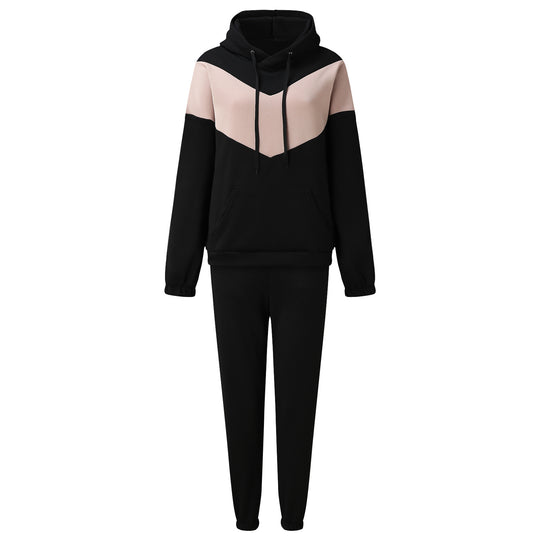 Damen zweiteiliges Loungewear-Set mit Chevron-Kapuzenpullover und taillierter Tapered-Jogginghose Shop Nory