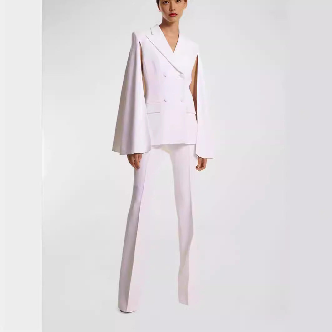 Damen Doppelreihiger Blazer mit Cape-Ärmeln und taillierter Silhouette Shop Nory