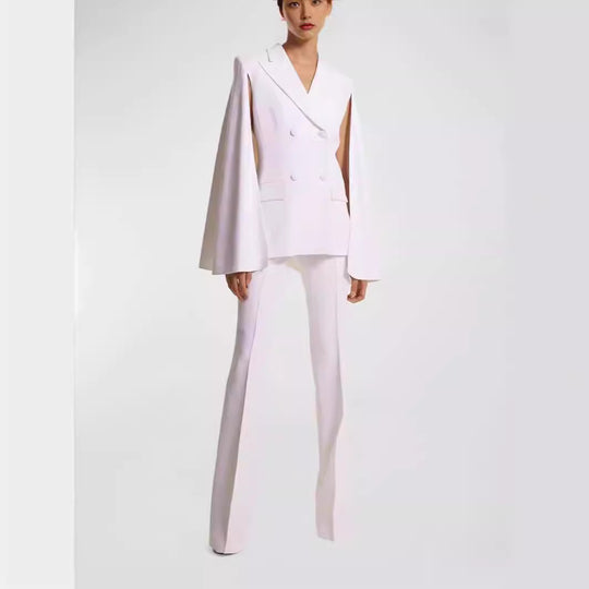Damen Doppelreihiger Blazer mit Cape-Ärmeln und taillierter Silhouette Shop Nory