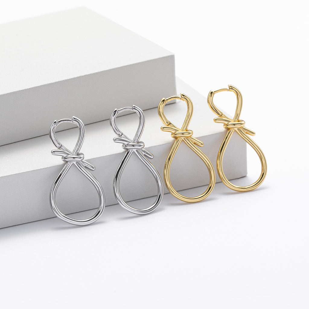 Damen Ohrhänger im modernen Schleifen-Design aus 925 Sterling Silber Shop Nory