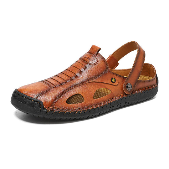 Herren Atmungsaktive Lederfreizeitschuhe mit offenem Fersendesign