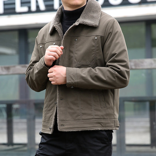 Herren Kurzjacke mit Teddyfutter und Umlegekragen, winddichte Übergangsjacke Shop Nory