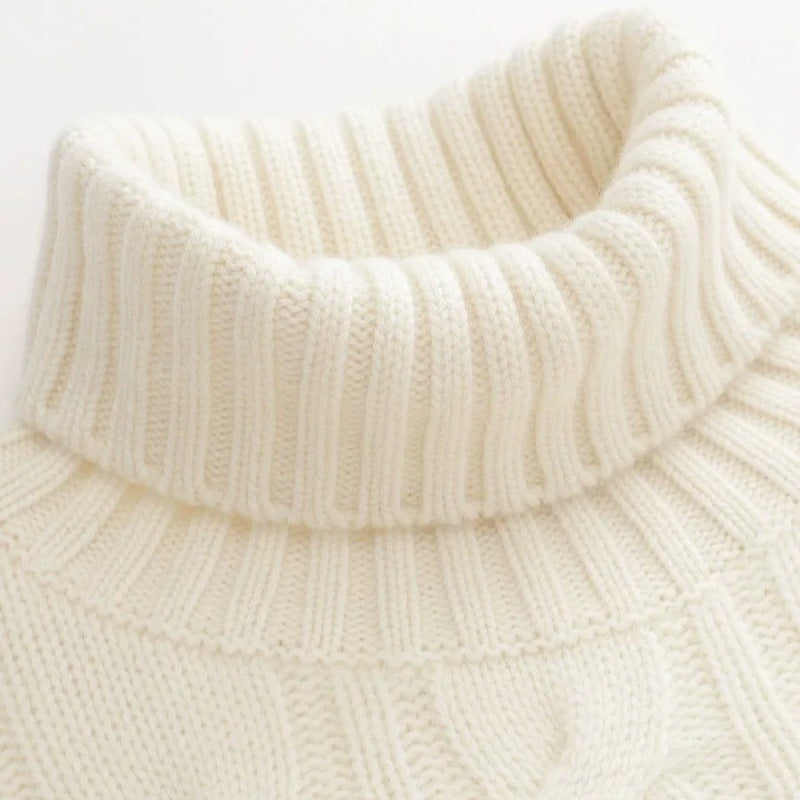 Damen Kurzgeschnittener Zopfmuster‑Turtleneckpullover mit kastiger Silhouette Shop Nory