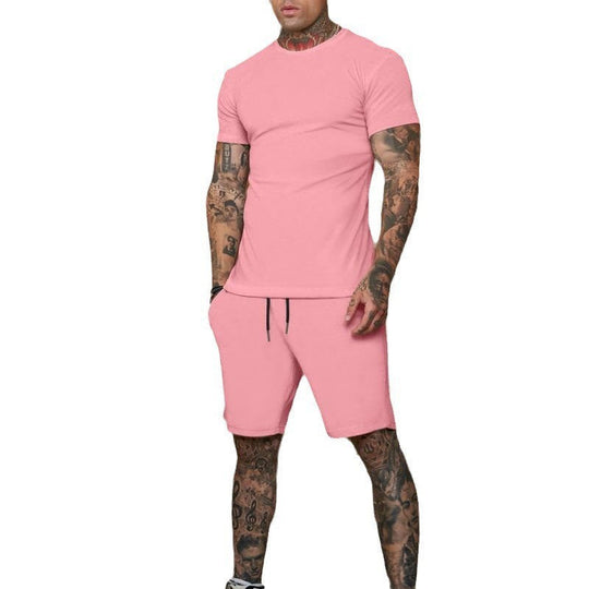 Herren Sportliches Kurzarm- und Shorts-Set mit kontrastierenden Details