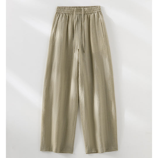 Damen Weite Leinen‑Optik Palazzohose mit elastischem Bund und fließender Silhouette Shop Nory