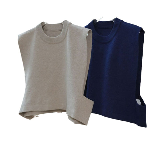Damen Ärmellose Strickweste mit kastig-weiter Silhouette und U-Boot-Ausschnitt Shop Nory
