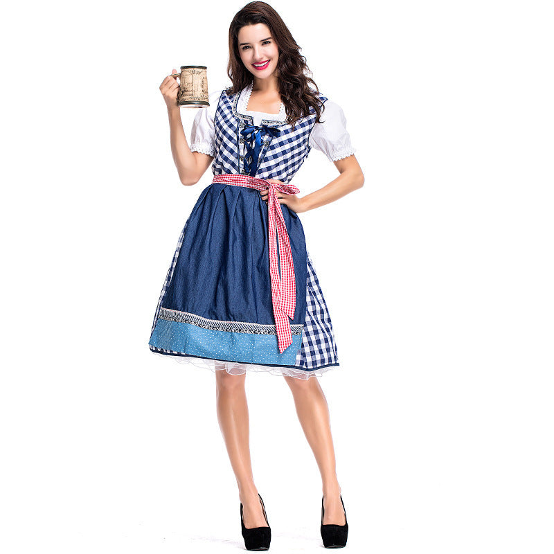 Damen nan traditionelles Trachten Dirndlkleid mit herzförmigem Ausschnitt, Schnürung und abnehmbarer Schürze Shop Nory