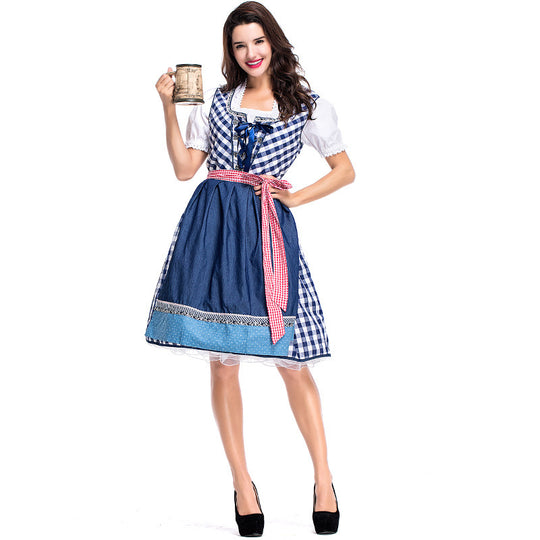 Damen nan traditionelles Trachten Dirndlkleid mit herzförmigem Ausschnitt, Schnürung und abnehmbarer Schürze Shop Nory