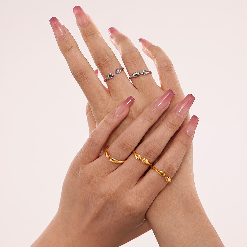 Damen Offener Armreif mit Handdesign aus hochwertigem Edelstahl Shop Nory
