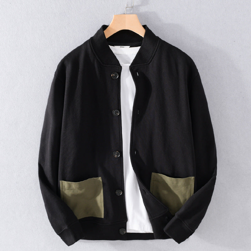 Herren Lässige Hemdjacke im Bomberstil mit aufgesetzten Kontrasttaschen Shop Nory