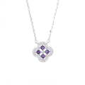 Damen Halskette mit floralem Amethyst-Anhänger und funkelnden Zirkonia-Elementen Shop Nory