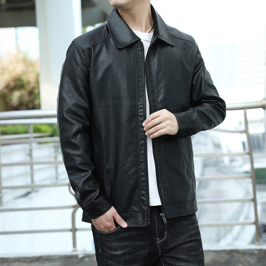 Herren Echtleder-Blouson mit Hemdkragen, schlankem Schnitt und verdecktem Reißverschluss Shop Nory