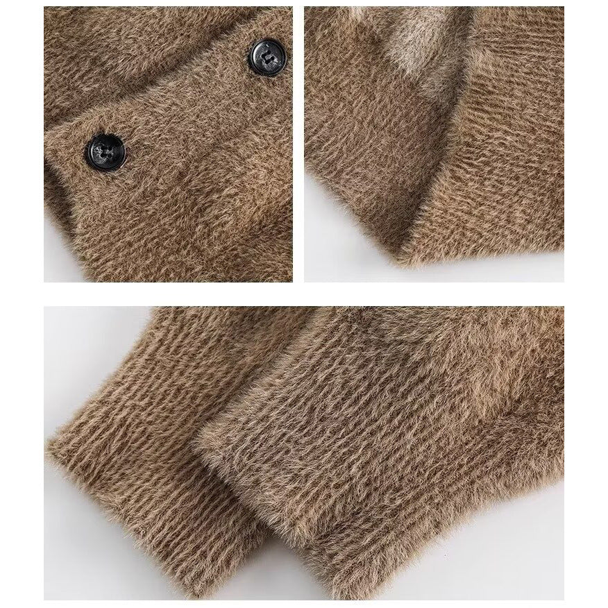 Damen Gemütliche Strickjacke mit Knopfleiste und V-Ausschnitt Shop Nory