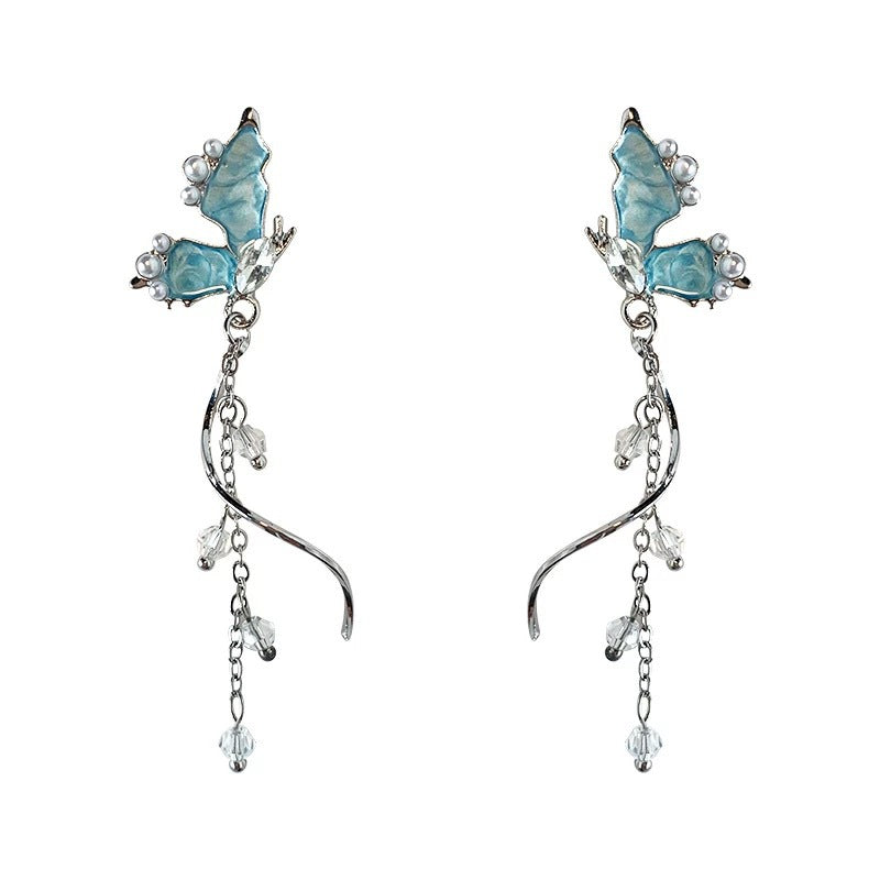 Damen Ohrringe mit filigranem Schmetterlingsdesign und funkelnden Ziersteinen Shop Nory