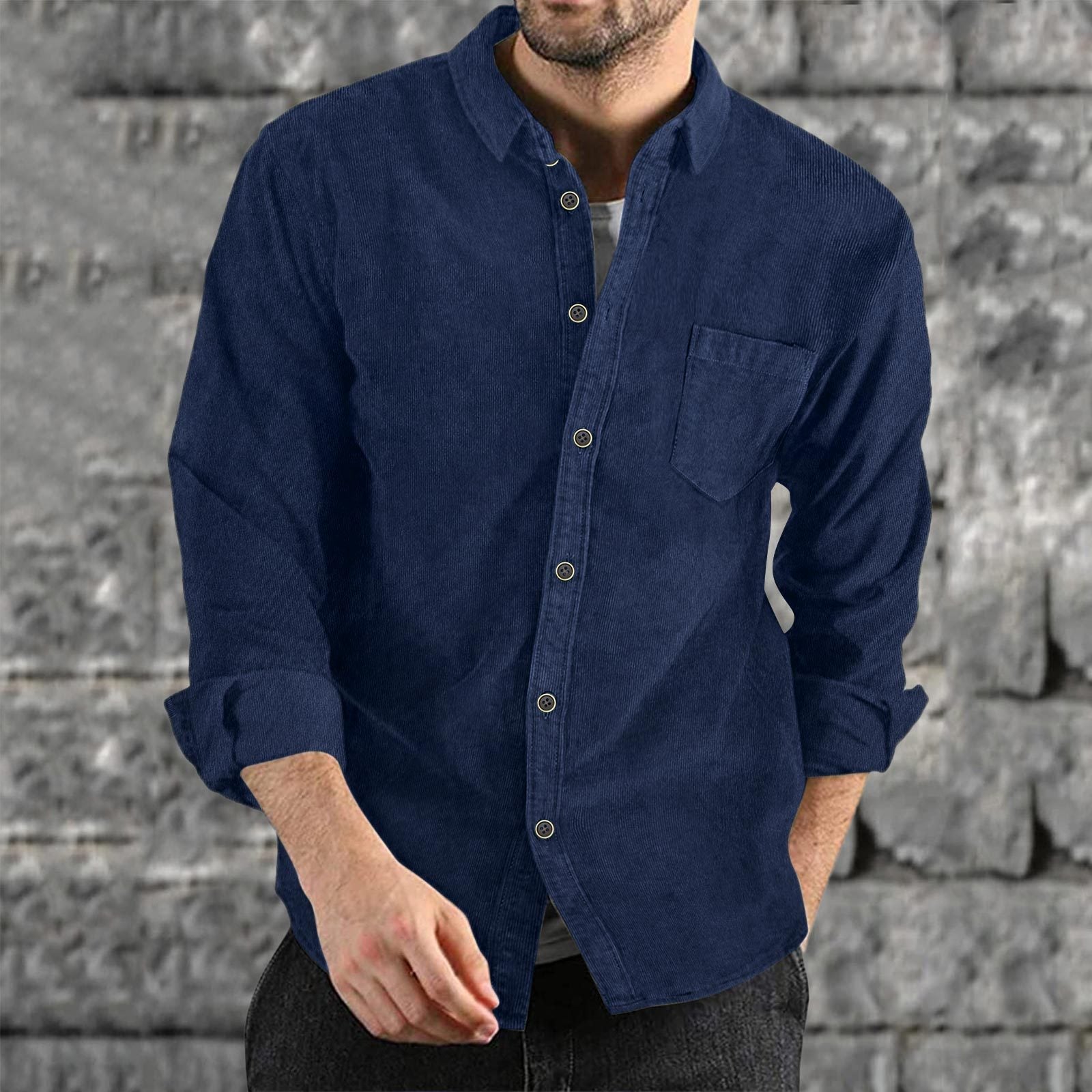 Herren Casual Cordhemd Shopnory