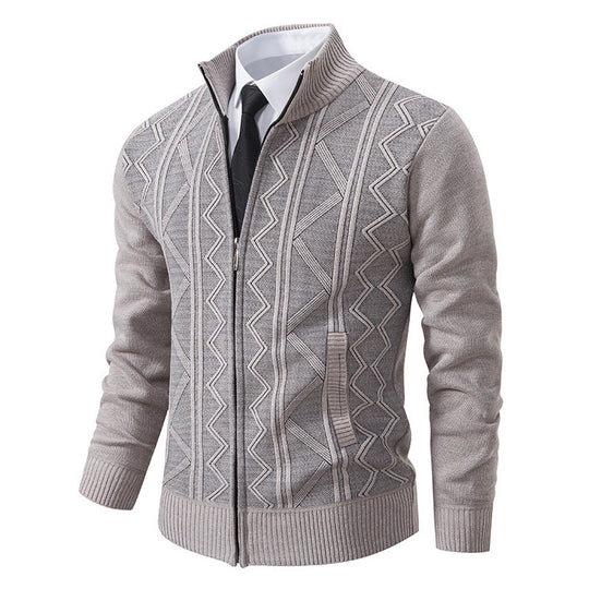 Herren Strickjacke mit modernem Zopfmuster